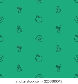 Seamless pattern of food line art icons