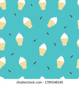 Seamless pattern food in pastel background. for fabric print, kids pattern, gift wrapping paper