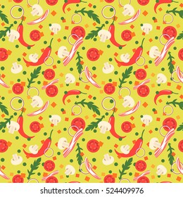 Seamless pattern with food slices. Vector design elements. Flat style