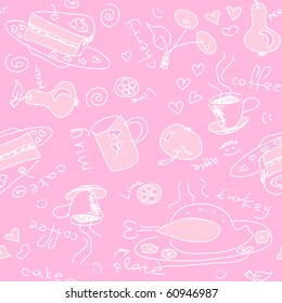 Seamless pattern with food. Visit my portfolio for big collection of doodles and backgrounds