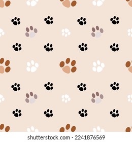 seamless pattern is foot dogs so cute on cream background that design for wallpaper print and gift .
