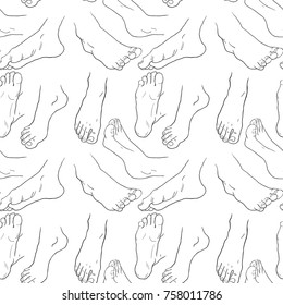 seamless pattern foot men in different positions vector illustration