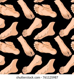 seamless pattern foot men in different positions vector illustration