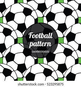 Seamless pattern football balls cartoon style on gray background