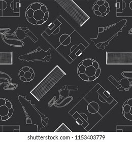 Seamless pattern football black, vector