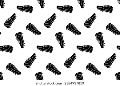 Seamless pattern with football boot silhouette vector
