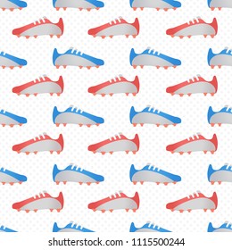 Seamless pattern with football shoes. Good for wrapping paper, postcards and promotional products.