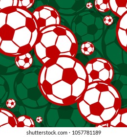 Seamless pattern with football soccer ball. Vector illustration. Ideal for wallpaper, cover, packaging, fabric, textile, wrapping paper design and any kind of decoration.