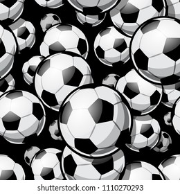 Seamless pattern with football soccer ball. Vector illustration. Ideal for wallpaper, cover, packaging, fabric, textile, wrapping paper design and any kind of decoration.