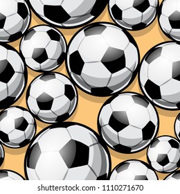 Seamless pattern with football soccer ball. Vector illustration. Ideal for wallpaper, cover, packaging, fabric, textile, wrapping paper design and any kind of decoration.