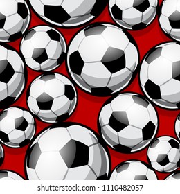 Seamless pattern with football soccer ball. Vector illustration. Ideal for wallpaper, cover, packaging, fabric, textile, wrapping paper design and any kind of decoration.
