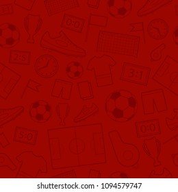 Seamless pattern of football symbols in red colors