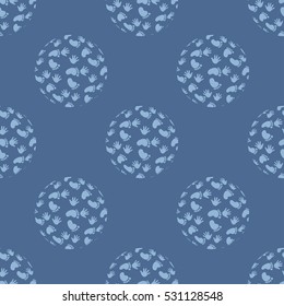 Seamless pattern with footprint and handprints. Background for gift wrapping. Decoration fabric. Wallpaper design. Stylish beautiful baby seamless pattern. Vector