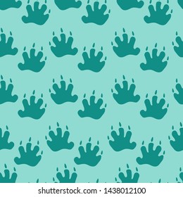 
Seamless pattern: footprints on a blue background. Flat vector. Illustration