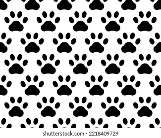 seamless pattern footprints. white background. cute black and gray animal tracks. vector texture.