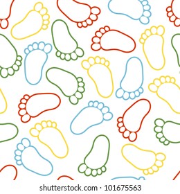 Seamless pattern with foots of the child