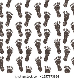 Seamless pattern with footsteps. Cute Hand Drawn Scandinavian Style. Vector Illustration