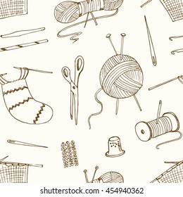 seamless pattern -for sewing knitting crafts hobbies. Vector illustration