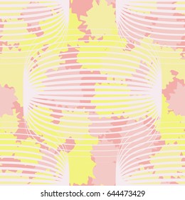 Seamless pattern. In the foreground translucent rounded rectangles. In the background spots of irregular shape. The pastel shades. Pink-yellow tones.