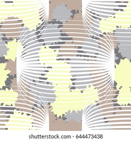 Seamless pattern. In the foreground translucent rounded rectangles. In the background spots of irregular shape. The pastel shades. Brown-gray-yellow tones.