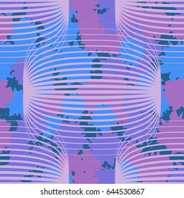 Seamless pattern. In the foreground translucent rounded rectangles. In the background spots of irregular shape. The pastel shades. Blue-violet-green tones.