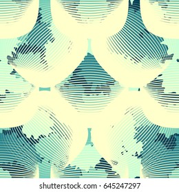 Seamless pattern. In the foreground translucent rounded rectangles. In the background spots of irregular shape. The pastel shades. Gray-blue tones, pale yellow.