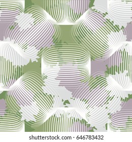 Seamless pattern. In the foreground translucent rounded rectangles. In the background spots of irregular shape. The pastel shades. White, khaki tones, gray-brown, gray.