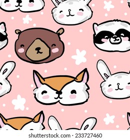 Seamless pattern with forest animals