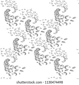 seamless pattern with forest animals , hand-drawn vector illustration