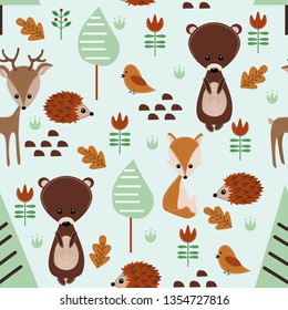 seamless pattern with forest animals - vector illustration, eps