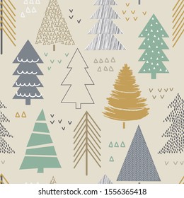 Seamless pattern. Forest. Color print.