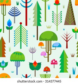 bosque de patrón ininterrumpido con coloridos árboles de color blanco 