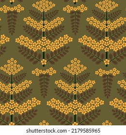 Seamless pattern forest elderberry blossoms