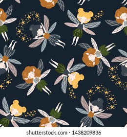 seamless pattern with forest fairy - vector illustration, eps
