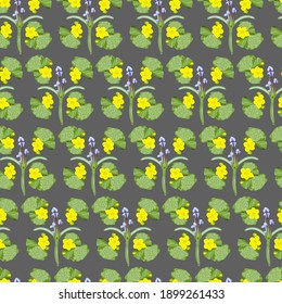 patrón ininterrumpido de flores forestales sobre fondo gris
