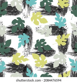 Seamless pattern with forest gold and silver leafs. original creative illustration. seamless pattern, colorful background.