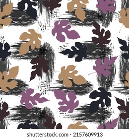 Seamless pattern with forest gold and silver leafs. Printing on fabric, card. seamless pattern, colorful background.