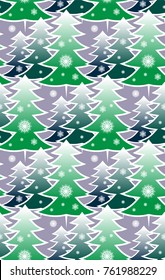 seamless pattern with forest green fir-trees and snow