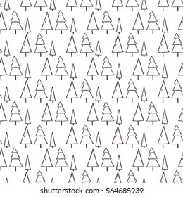 Seamless pattern of forest. Hand drawn style. Figure for textiles.  Decorative elements for invitation and postcard design. Picture for coloring.