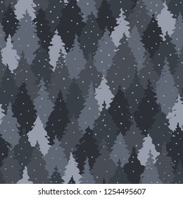 Seamless pattern with forest landscape, camouflage colors