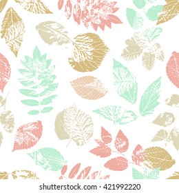 Seamless pattern with forest leafs.