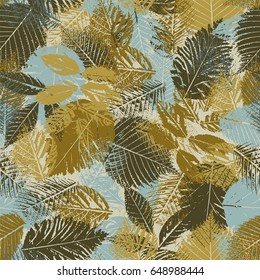 Seamless pattern with forest leafs.