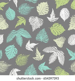 Seamless pattern with forest leafs.