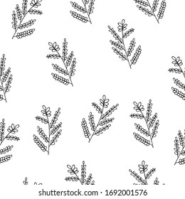 seamless pattern forest leaves hand drawn vector. autumnal garden leaf Isolated on white background. Botanical forest plants or september october tree foliage