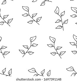 seamless pattern forest leaves hand drawn vector. autumnal garden leaves Isolated on white background. Botanical forest plants or september october tree foliage