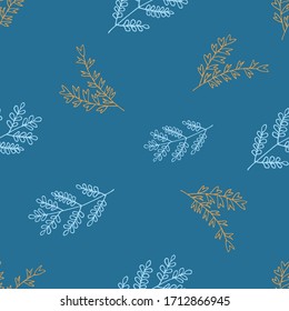 seamless pattern forest leaves hand drawn vector. autumnal garden leaf Isolated on white background. Botanical forest plants or september october tree foliage