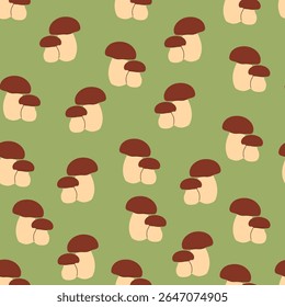 Padrão contínuo de cogumelos florestais Fundo botânico. Ilustração vetorial