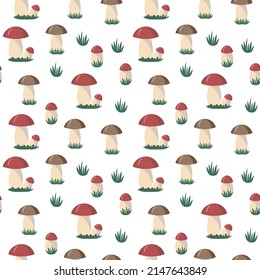 Seamless pattern with forest mushrooms. vector illustration