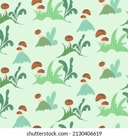 Seamless pattern with forest plant elements. vector