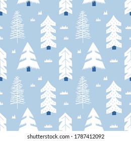 Seamless pattern forest in Scandinavian style. Print for textile, fabric, wallpaper, paper.